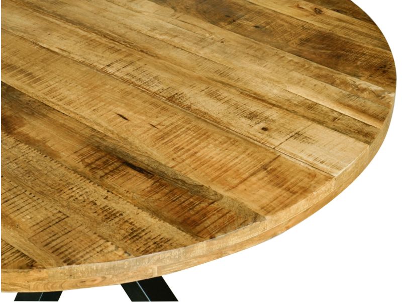 Industrial Round X Leg Dining Table