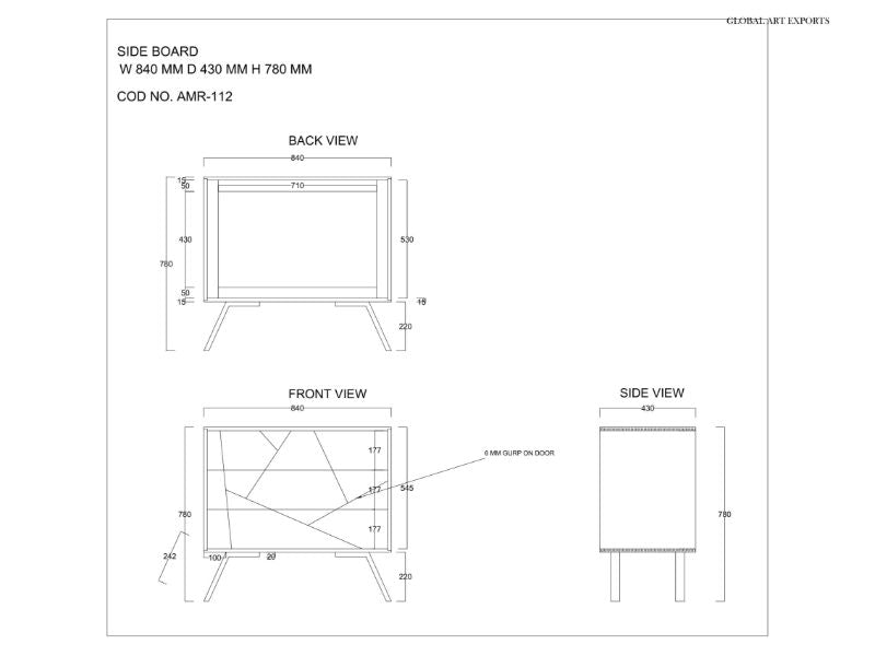 Amar 3 Chest of Draws - Iron Base