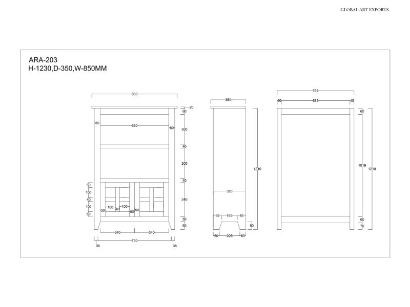 Aravali 2 Door Small Bookcase