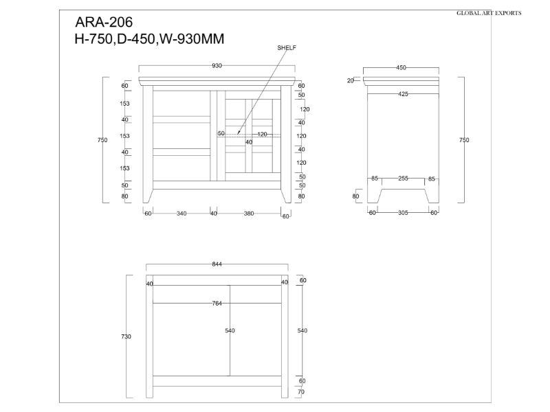 Aravali 3 Drawer 1 Door SideBoard