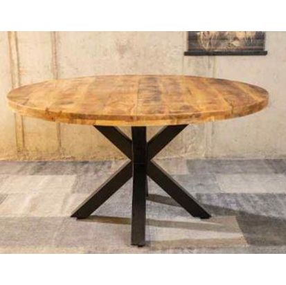 Industrial Round X Leg Dining Table