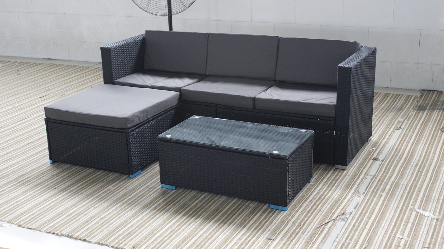 Rattan Corner Sofa Coffee Table