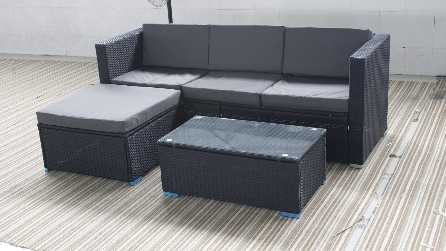 Rattan Corner Sofa Coffee Table