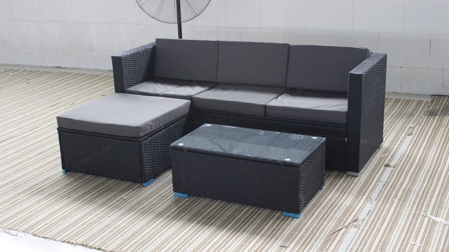 Rattan Corner Sofa Coffee Table